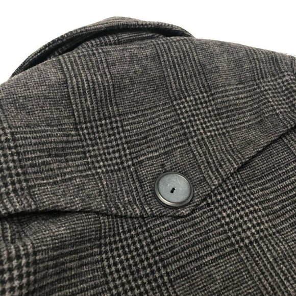 𝅺RICKI’S Grey Plaid Military Style Belted Wool Blend Thick Peacoat Trench Coat - Picture 11 of 16